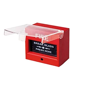 Nút nhấn báo cháy vuông bể kính AH-0217 Horing (Có nắp chụp bảo vệ)